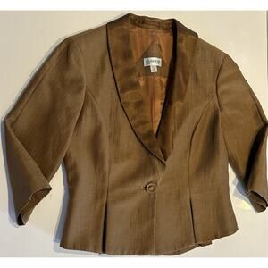 Austin Reed Blazer Women’s Sz 12 Linen Blend Old Money Career Business Brown Vtg
